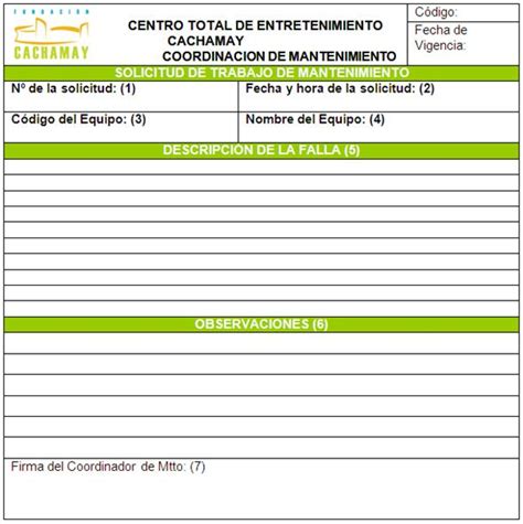 Orden De Trabajo De Mantenimiento En Excel Medidas De Cajones De