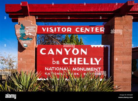 Visitor Center Sign Canyon De Chelly National Monument Arizona Usa