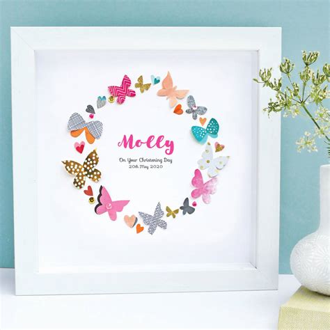 Personalised Baby Girl Butterfly Framed Art By Sweet Dimple