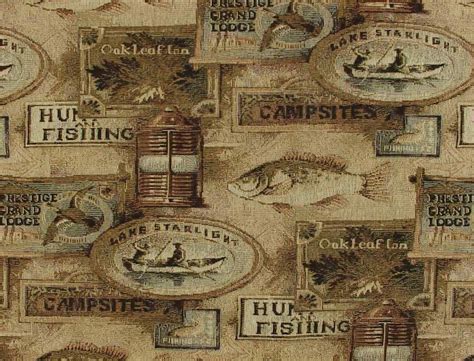 Alpine lodge fabric winter cabin swiss chalet polar bear snowman linen. Fish Fabric | Fishing Tackle Theme