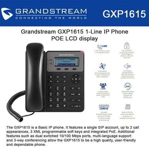 Grandstream Gxp1615 1 Line Ip Phone Poe Lcd Display 3way Conference