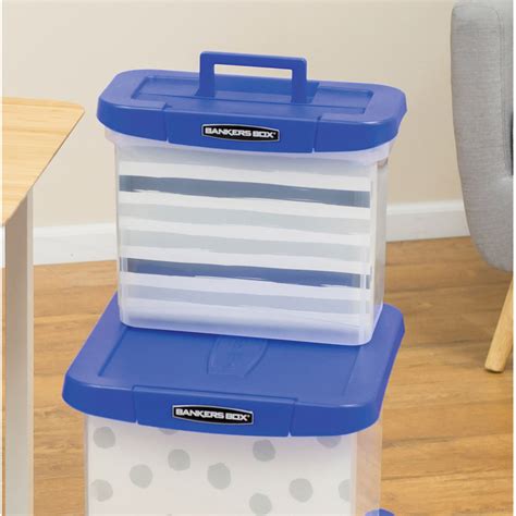 Bankers Box Heavy Duty Portable Plastic File Box Letter Size