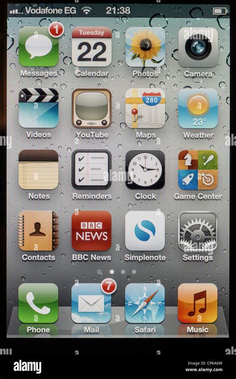 Screen Of Apple Iphone 4s Showing Applications On Home Page With New