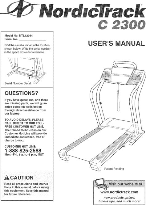 Nordictrack s15i ntex05119.0 user manual. Nordictrack 831294994 User Manual NORDIC TRACK C 2300 ...