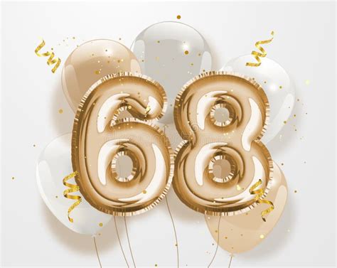 Happy 68th Birthday Gold Foil Balloon Greeting Background Stock Vector