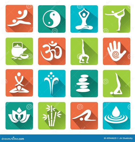 Massage Spa Yoga Icons With Long Shadow Stock Vector Illustration Of Beauty Fitness 49944620