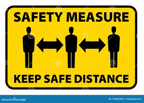 Safety Measure Keep A Safe Distance Sign Stock Vector Illustration Of