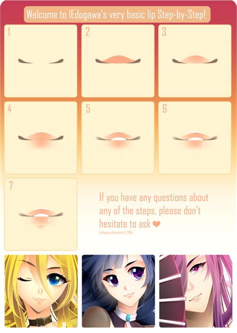See more ideas about art, character art, anime art. Anime Lips: Step-by-Step by lEdogawa.deviantart.com on @DeviantArt | Anime lips, Anime, Anime ...