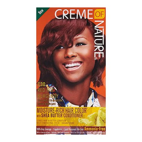 Creme Of Nature Hair Color C30 Red Hot Burgundy Kit 1 Ea 6 Pack