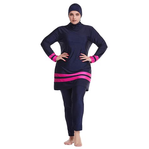 Buy Muslim Plus Size Swimwear Islamic Women Modest Hijab Burkini Swimming Bathing Suit Full