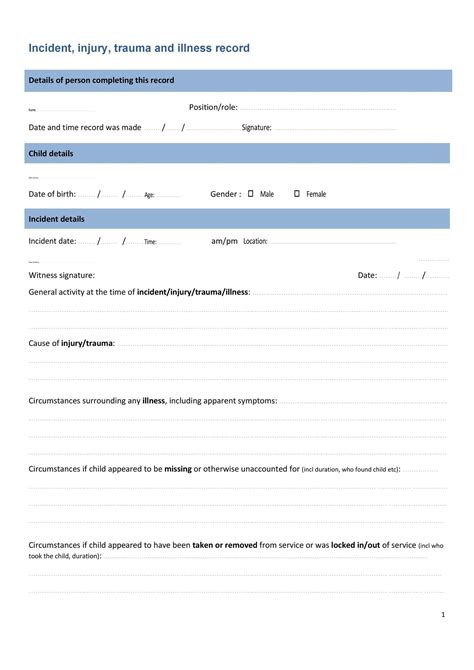 Editable Medical Incident Report Form Template Excel Sample Hot Sex