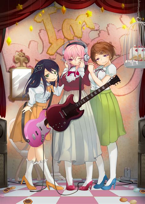 Shivu Mochi Fujimi Suzu Super Sonico Watanuki Fuuri Nitroplus Highres 3girls Bass