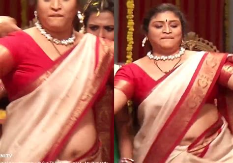 Telugu Actress Uma Big Deep Navel Show In Saree Sa Television Serial