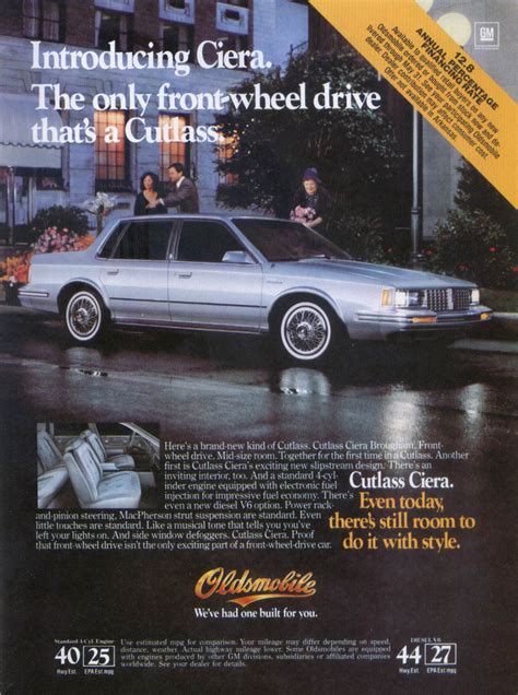 Front Wheel Drive Oldsmobile Cutlass Ciera Ad 1982