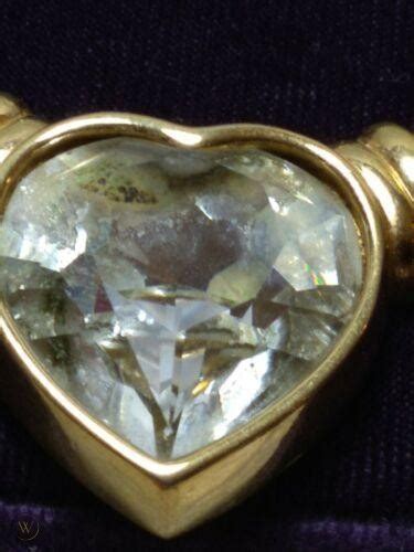 Sal Swarovski Vintage Signed Gold Tone With Crystal Heart Choker