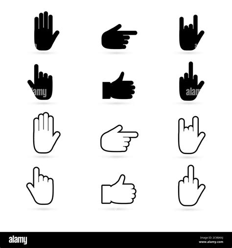 Set Of Simple Icons With Gestures Symbols Vector Hand Gestures Stock