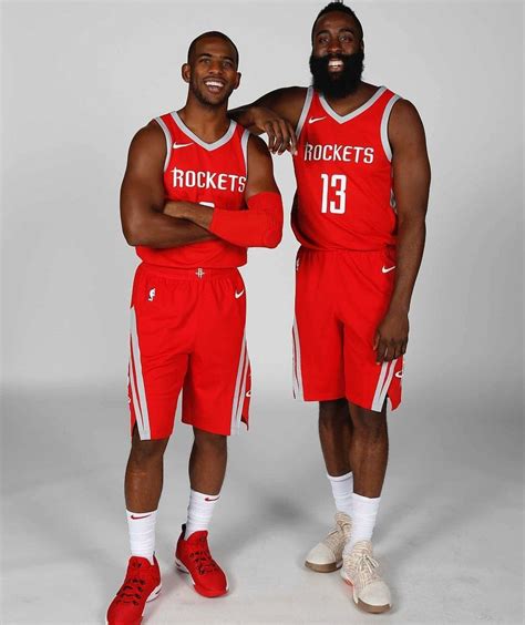 Chris paul bought him a suit and told him to wear it. Houston rockets Chris Paul and James Harden | Houston rockets team, Basketball court size ...