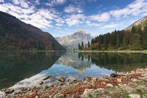 Autumn Color Mountain Landscape And Lake In The Swiss Alps Stock Photo