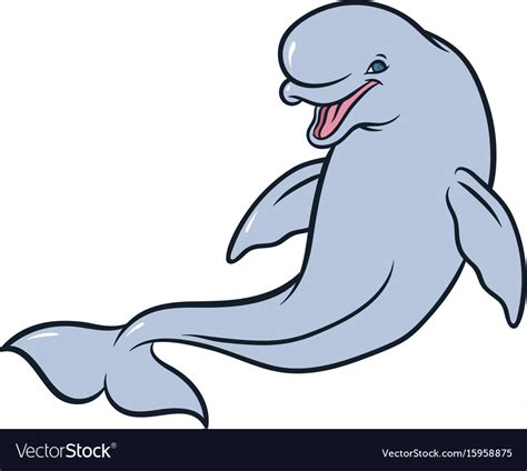 Happy Smiling Beluga Whale Cartoon Royalty Free Vector Image
