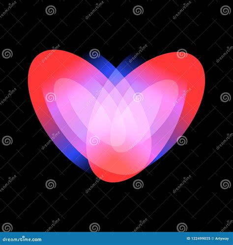 Passionate Adult Love Icon Glowing Heart Vector Symbol On Black