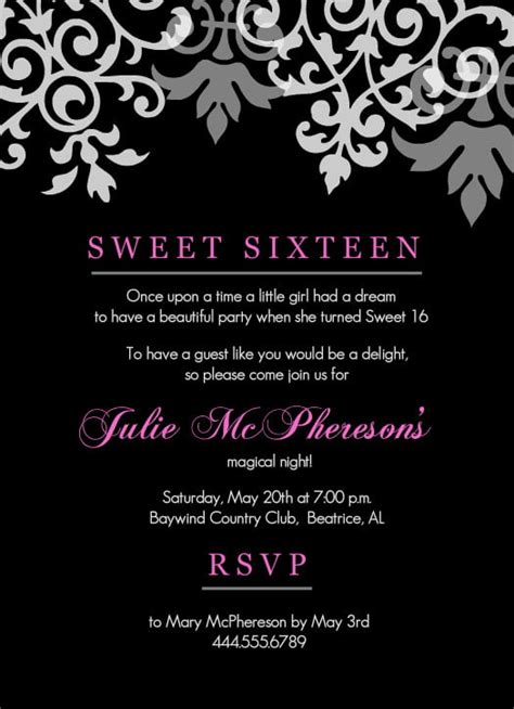 Sweet 16th Birthday Invitations Templates Free Printable Download