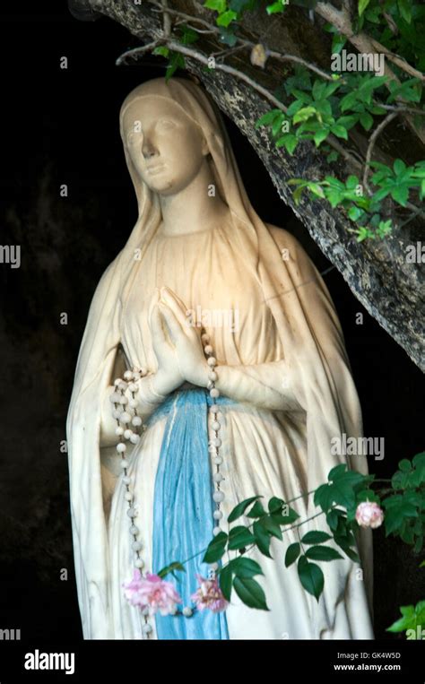 Lourdes France France Statue Of Our Lady Of Lourdes In The Stock