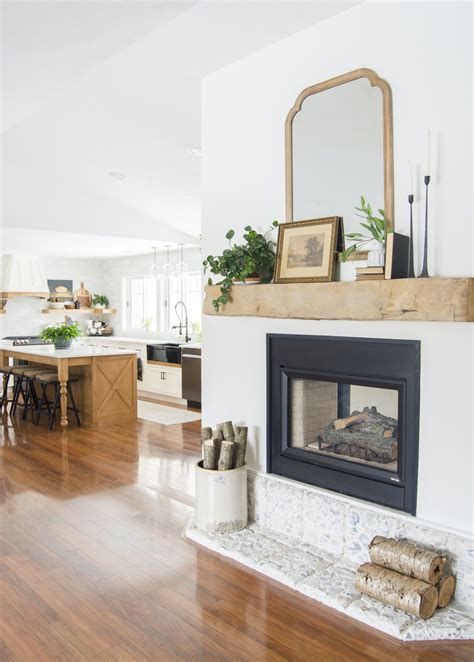 How to Install a Floating Barn Beam Mantel | Farm house living room