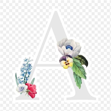 Flower Decorated Capital Letter A Sticker Typography Free Image By