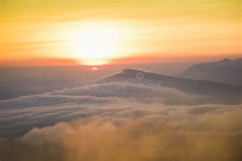 Sky Orange Sunrise Mountain Stock Photo Image Of Beach Mist 107216348