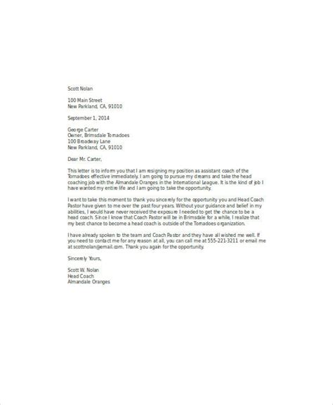 8 Coach Resignation Letters Free Sample Example Format Download