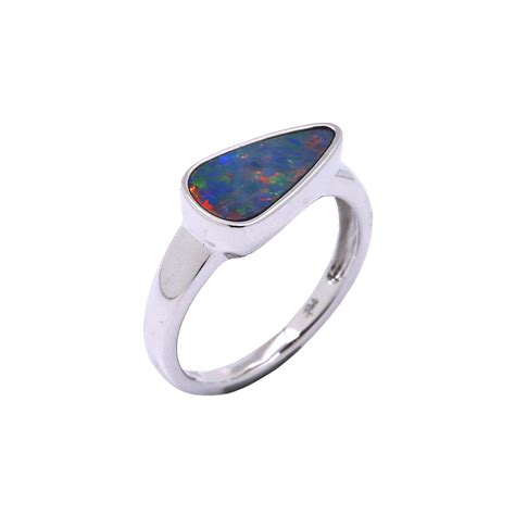 14k White Gold Opal Doublet Ring Josephs Jewelers