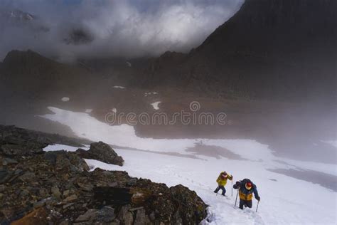 Two Climbers In The Mountains Rise Stock Image Image Of Isolated