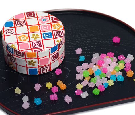 Mayca Moon Konpeito Japanese Pattern Can Tiny Sugar Candy Crystal Type Haku Home