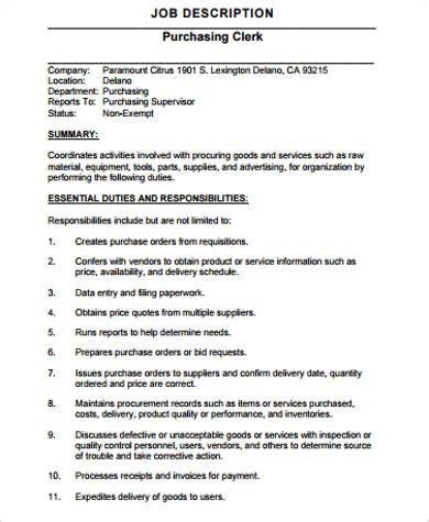 A procurement manager, or purchasing manager, is responsible for overseeing supplier relations and transportation details for a company. FREE 10+ Purchasing Job Description Samples in MS Word | PDF