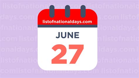 June 27th List Of National Days