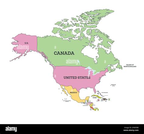 North America Political Map Vector Illustration Map With Name Of