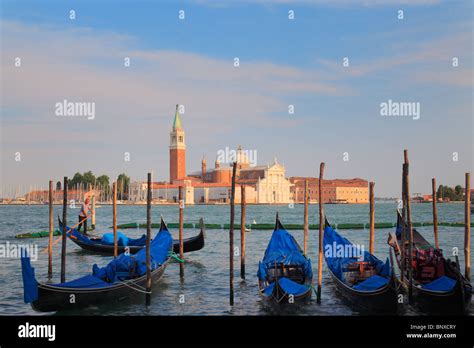Moored Gondolas At Piazza San Marco In Venice Italy Stock Photo Alamy