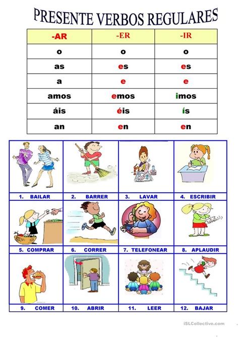 Presente De Indicativo Verbos Regulares Spanish Basics Learning