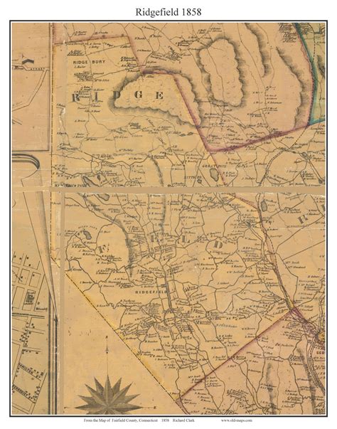 Ridgefield Connecticut 1858 Fairfield Co Old Map