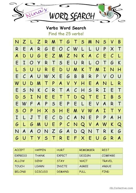 Verbs Word Search Verb Words Making Words Free Printable Word Searches