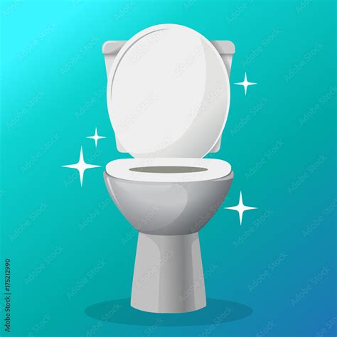 White Ceramics Vector Clean Toilet Bowl Icon Modern Toilet In Flat