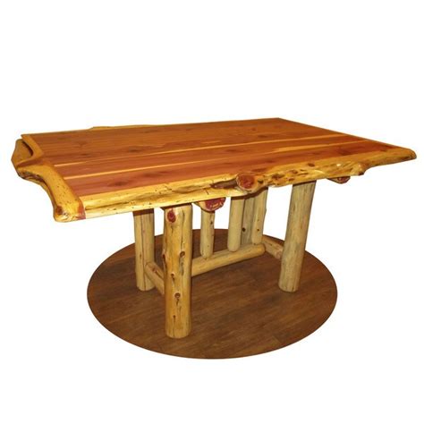 Red Cedar Log Trestle Dining Table Overstock 13328854