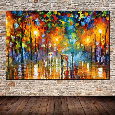 100 Hand Painted Landscape Oil Painting Lovers In Street