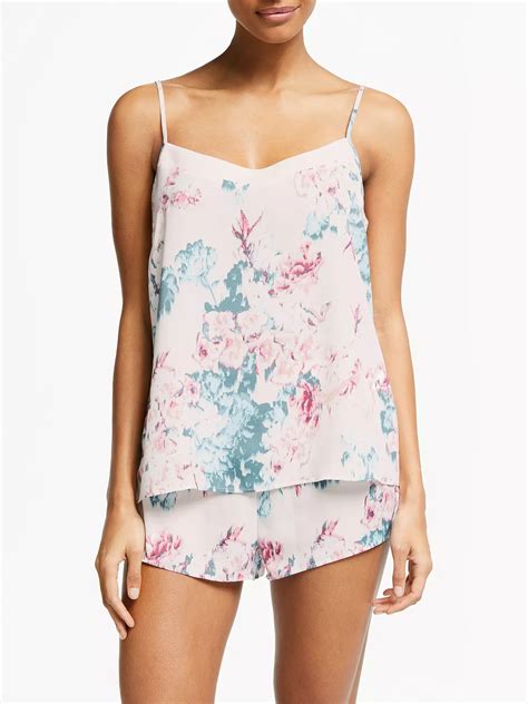 John Lewis And Partners Laurie Satin Floral Print Camisole And Shorts