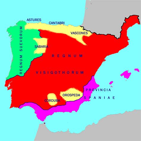 Mapa De La Península Ibérica En El Año 560 Dc