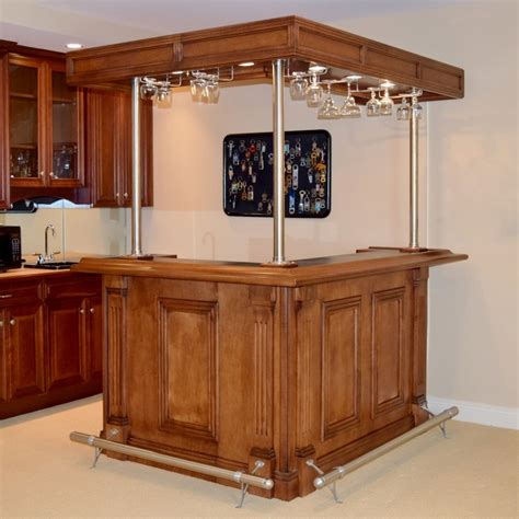 Indoor L Shaped Bar Unit With Lighted Canopy Ebth