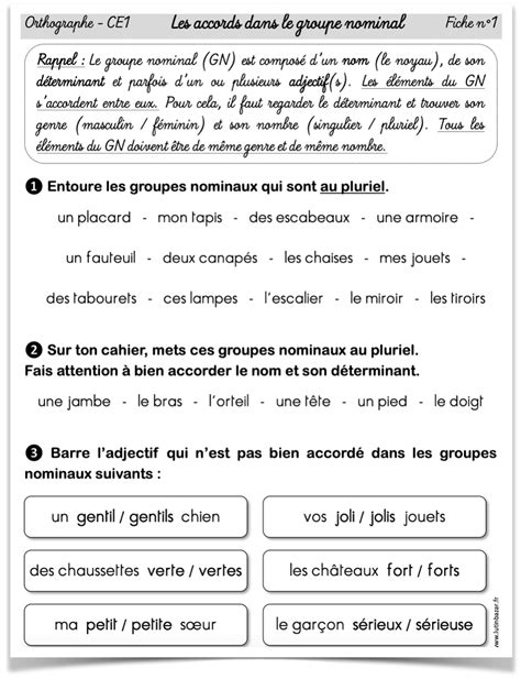 Exercice Groupe Nominal Cm2 Avec Correction Pdf La Galerie