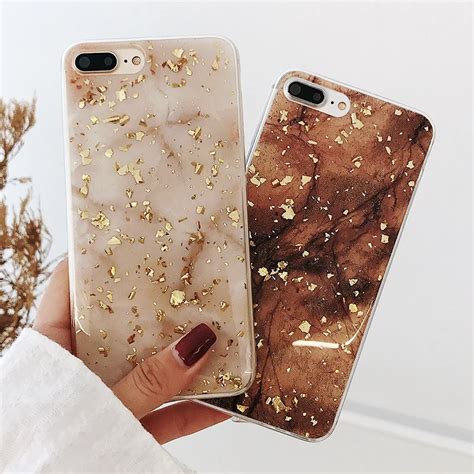 Luxury Gold Foil Bling Marble Phone Cases For Iphone X 10 Soft Tpu Back