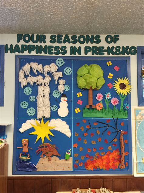 Four Seasons Board School Kids Crafts Preschool Bulletin Boards