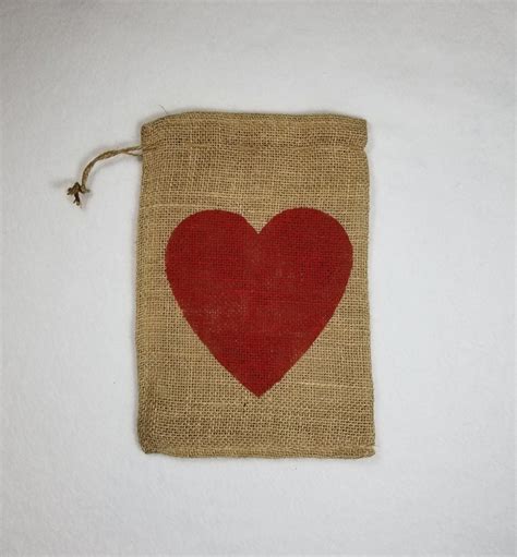 Burlap Bag Heart Valentines Day Burlap Holiday Bags Etsy